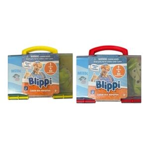 Set of 2 Blippi Lunch Box Surprise Set Red And Yellow New Unopened. Perfect Gift